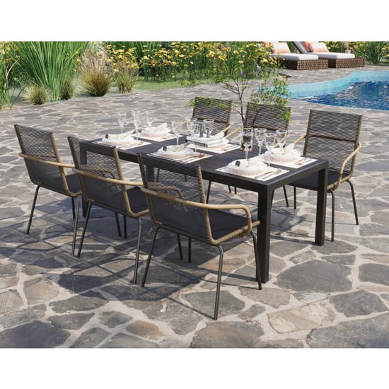 4goodz Tuintafel 6 persoons kunststof houtlook tafelblad - - Image 3