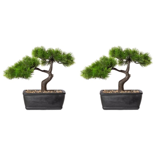 Kopu Lot de 2 plantes artificielles bonsaï mélèze env. 23 x 25 cm - Image 1