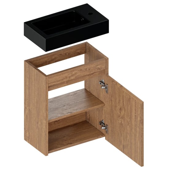 Mirlux Toiletmeubel elen 40cm warm eiken wastafel zwart - Image 5