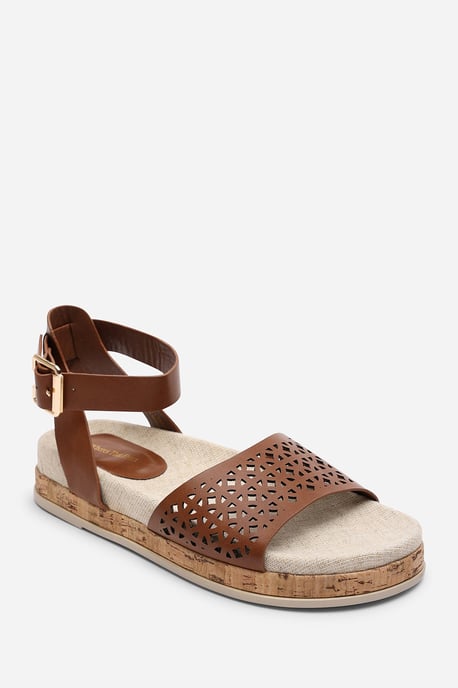 Where's That From Women Bask Cutout Design Flatform Tan Sandal - Image 3