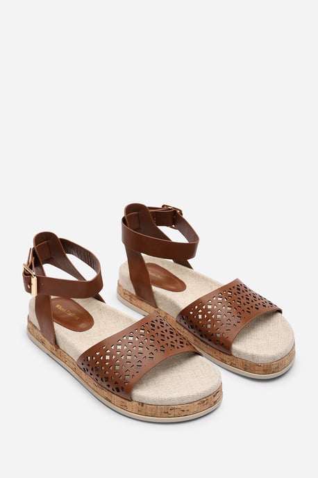 Where's That From Women Bask Cutout Design Flatform Tan Sandal - Image 4