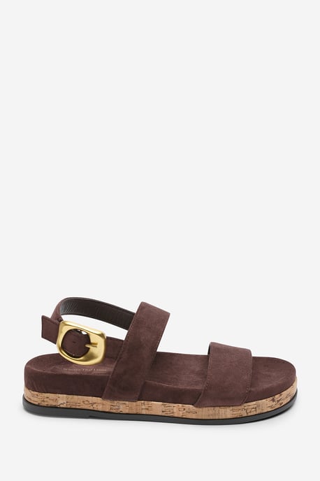 Where's That From Women Banyan Double Strap Flatform Dark Brown Suede Sandal - Image 2