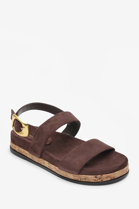 Where's That From Women Banyan Double Strap Flatform Dark Brown Suede Sandal - Image 3