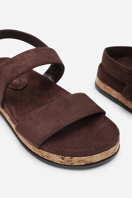 Where's That From Women Banyan Double Strap Flatform Dark Brown Suede Sandal - Image 6
