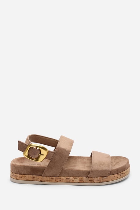 Where's That From Women Banyan Double Strap Flatform Camel Suede Sandal - Image 2