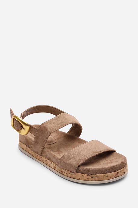 Where's That From Women Banyan Double Strap Flatform Camel Suede Sandal - Image 3