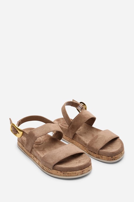 Where's That From Women Banyan Double Strap Flatform Camel Suede Sandal - Image 4