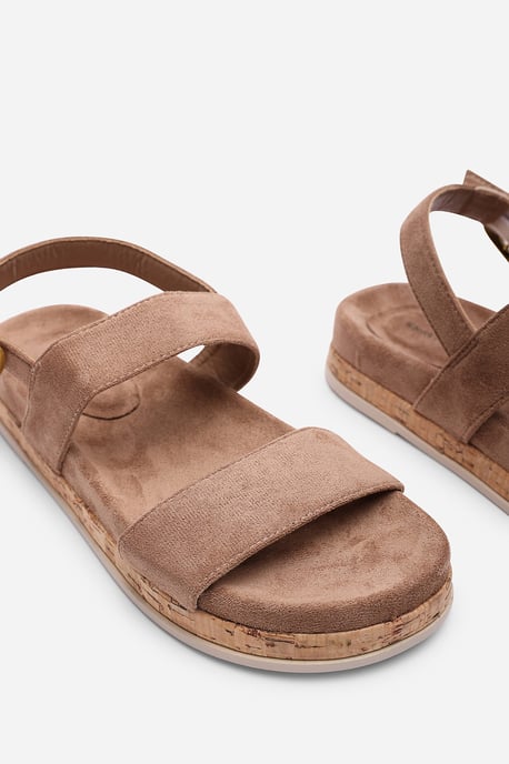 Where's That From Women Banyan Double Strap Flatform Camel Suede Sandal - Image 5