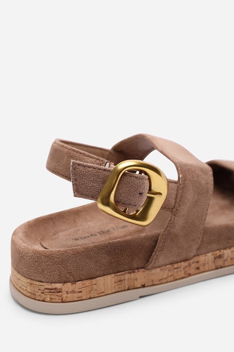 Where's That From Women Banyan Double Strap Flatform Camel Suede Sandal - Image 6