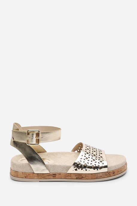 Where's That From Women Bask Cutout Design Flatform Gold Metallic Sandal - Image 2
