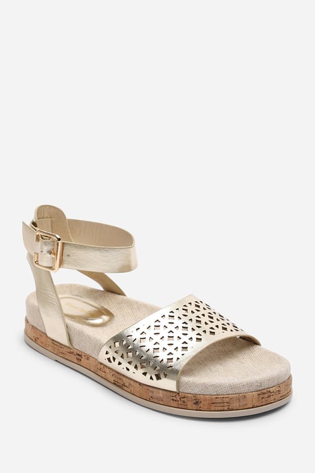 Where's That From Women Bask Cutout Design Flatform Gold Metallic Sandal - Image 3