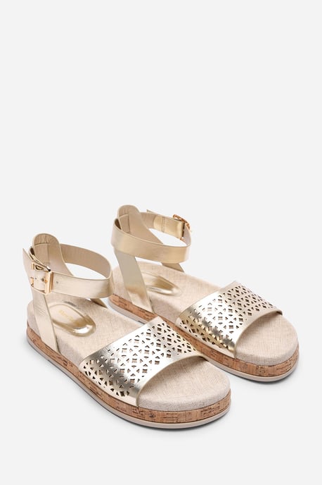 Where's That From Women Bask Cutout Design Flatform Gold Metallic Sandal - Image 4