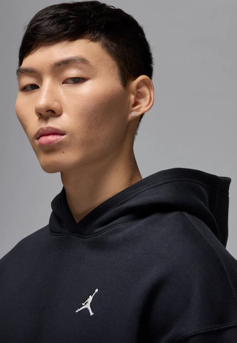 Nike Jordan Brooklyn Fleece Mens Oversized Pullover Hoodie in Black - Image 3