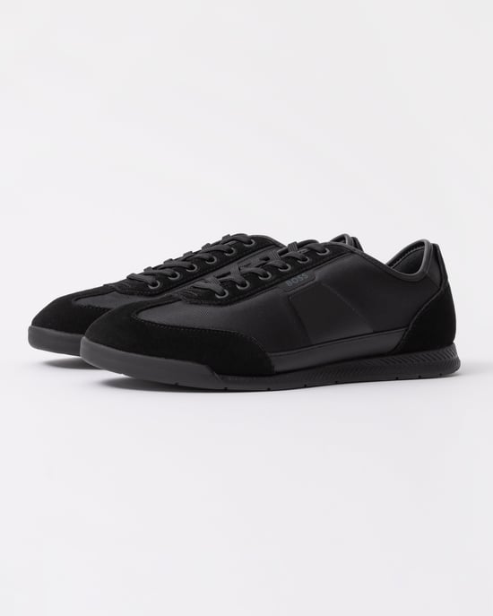 Nitan with Structured Trims Low Profile Trainers in Black - Image 1