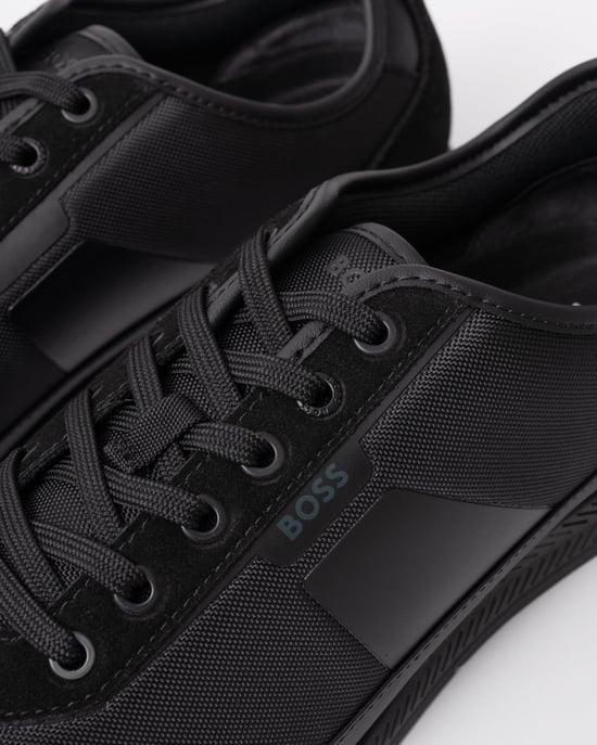 Nitan with Structured Trims Low Profile Trainers in Black - Image 2