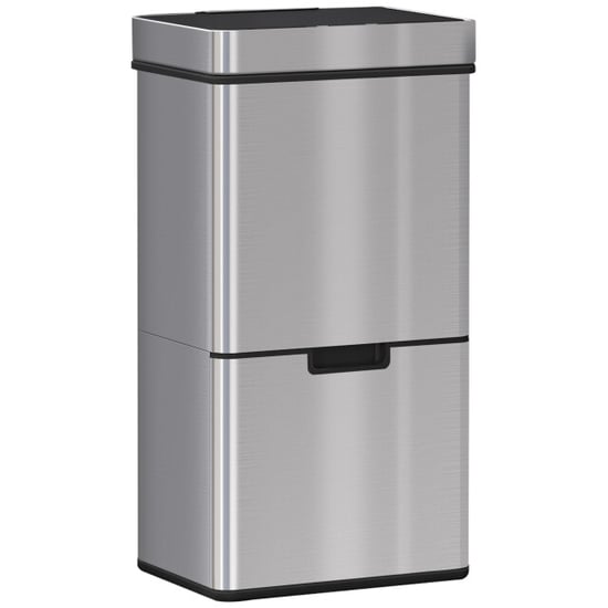 4goodz Afvalbak afvalscheidingssysteem prullenbak met sensor 72 l 3 vakken rvs zilver - Image 1