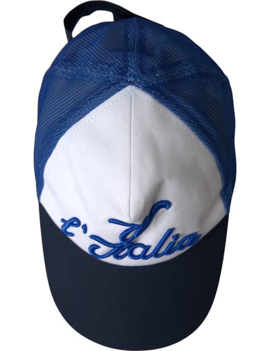 Dolce & Gabbana Blau Witte Zwarte Italia Mesh Basebalpet - Image 5