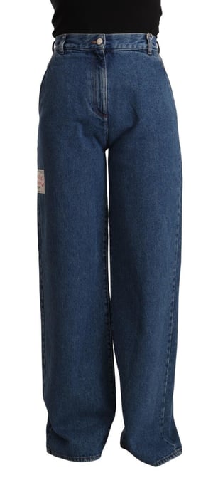GCDS Blauwe Katoenen Hoge Taille Wijde Pijpen Boot Cut Denim Jeans - Image 1