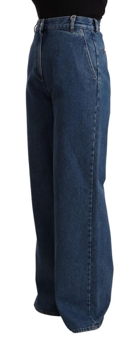 GCDS Blauwe Katoenen Hoge Taille Wijde Pijpen Boot Cut Denim Jeans - Image 2