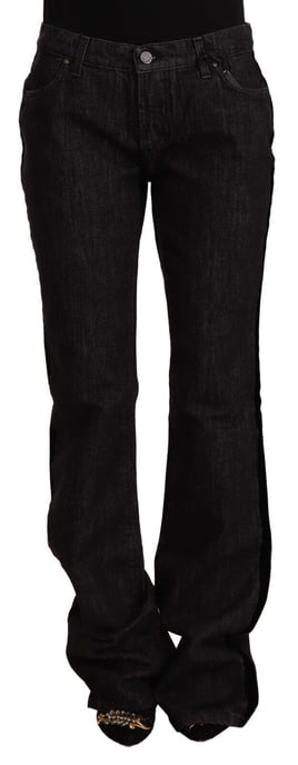 GF Ferre Black Mid Waist Cotton Denim Straight Boot Cut Jeans - Image 1