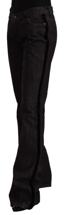GF Ferre Black Mid Waist Cotton Denim Straight Boot Cut Jeans - Image 2