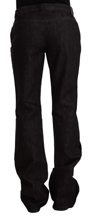 GF Ferre Black Mid Waist Cotton Denim Straight Boot Cut Jeans - Image 3
