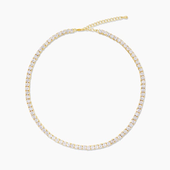 4mm 18k Yellow Gold Plated Designer Tennis Necklace - Image 1