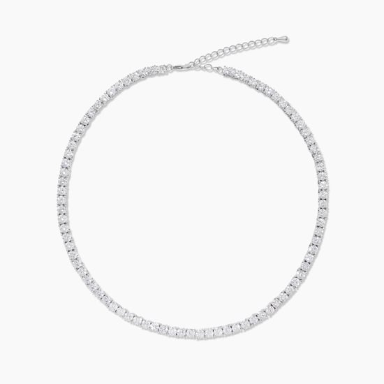 4mm Rhodium Plated Silver Designer Tennis Necklace - Image 1