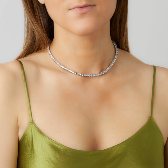 4mm Rhodium Plated Silver Designer Tennis Necklace - Image 2