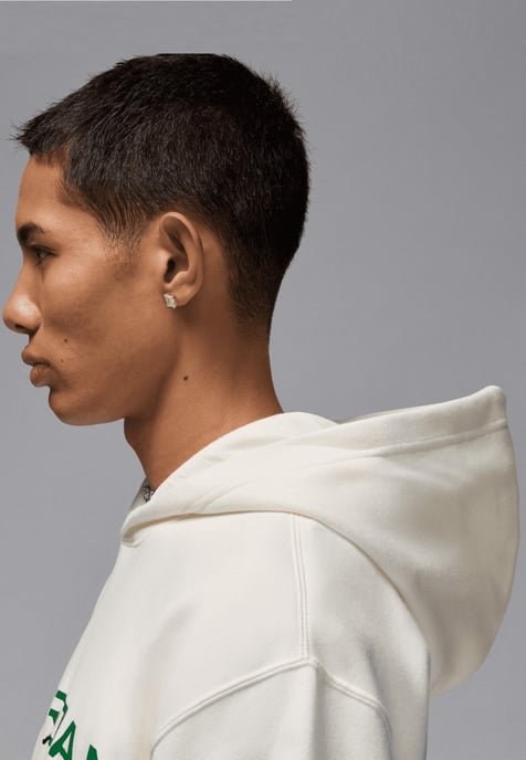 Nike Mens Essential Fleece Air Stretch Overhead Hoodie in Off-White - Image 4