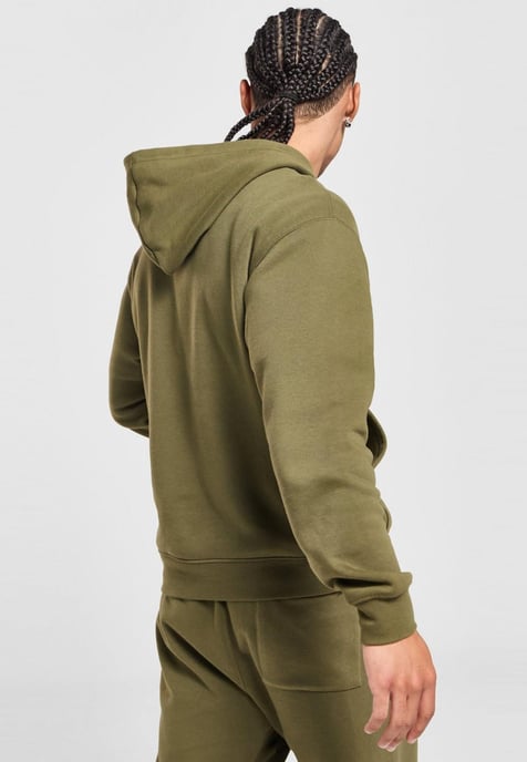 Nike Mens Essential Fleece Air Stretch Overhead Hoodie in Olive Green - Image 2