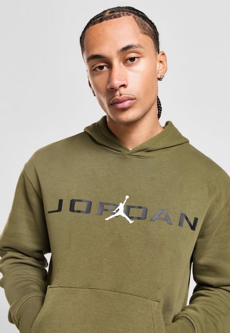 Nike Mens Essential Fleece Air Stretch Overhead Hoodie in Olive Green - Image 3