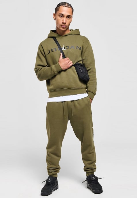 Nike Mens Essential Fleece Air Stretch Overhead Hoodie in Olive Green - Image 4