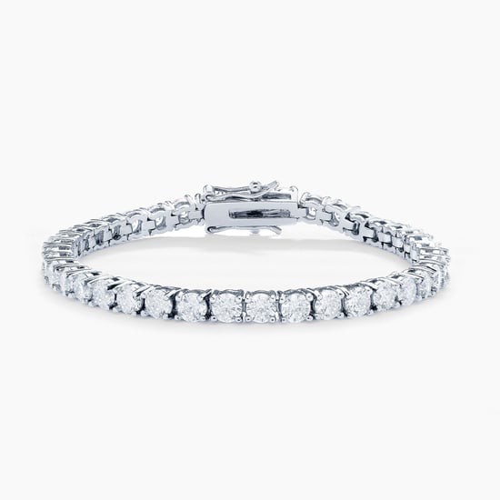 4mm Rhodium Plated Silver Designer Tennis Bracelet - Image 1