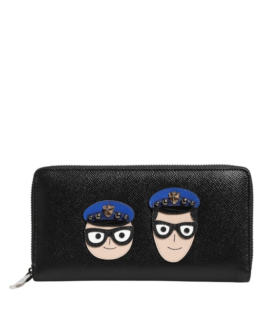 Dolce & Gabbana Svart Läder #DGFAMILY Dragkedja Kontinental Herrplånbok - Image 2