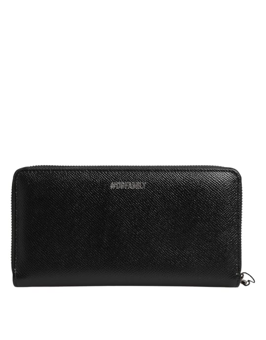 Dolce & Gabbana Svart Läder #DGFAMILY Dragkedja Kontinental Herrplånbok - Image 4