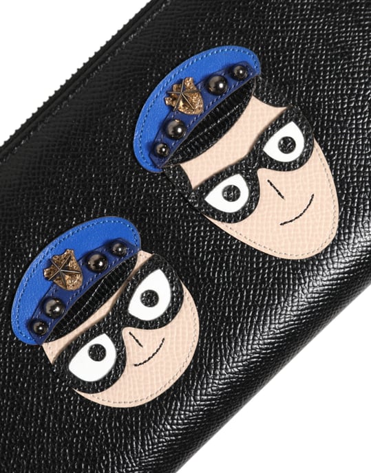 Dolce & Gabbana Svart Läder #DGFAMILY Dragkedja Kontinental Herrplånbok - Image 6