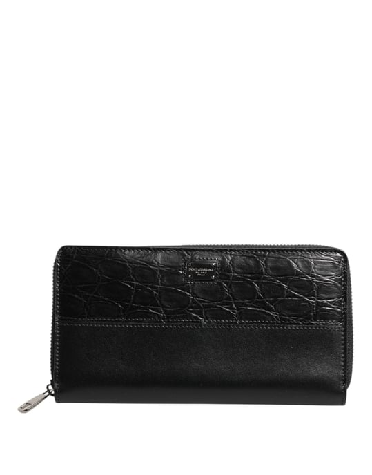 Dolce & Gabbana Black Leather Logo Plaque Zip Around Continental Wallet - Image 2