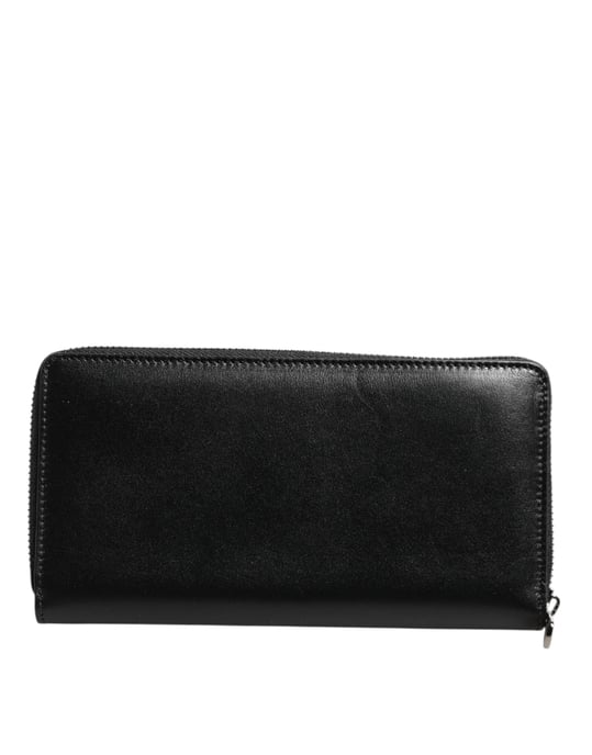 Dolce & Gabbana Black Leather Logo Plaque Zip Around Continental Wallet - Image 4