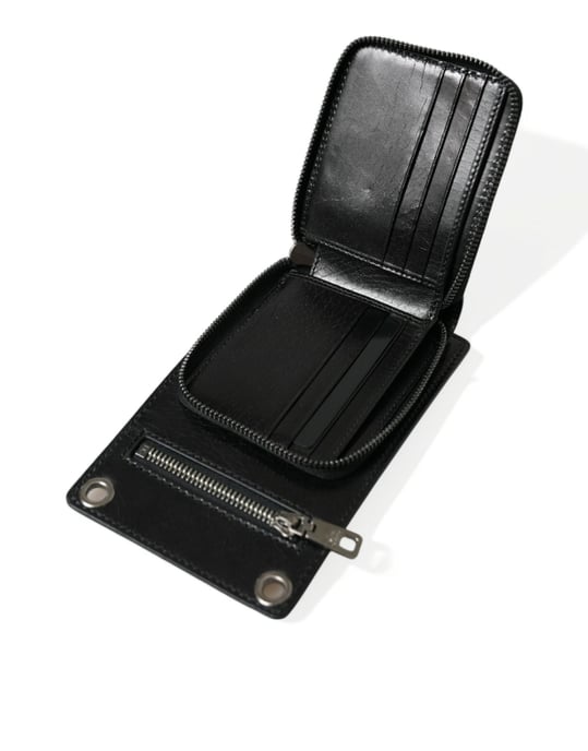 Dolce & Gabbana Wallet Black Horse Leather Zip Logo Cross Body Phone Slot - Image 4