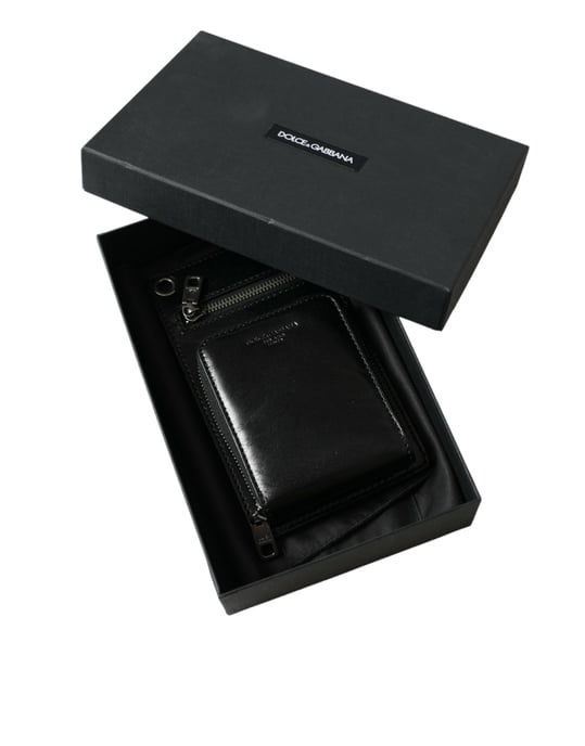Dolce & Gabbana Wallet Black Horse Leather Zip Logo Cross Body Phone Slot - Image 5