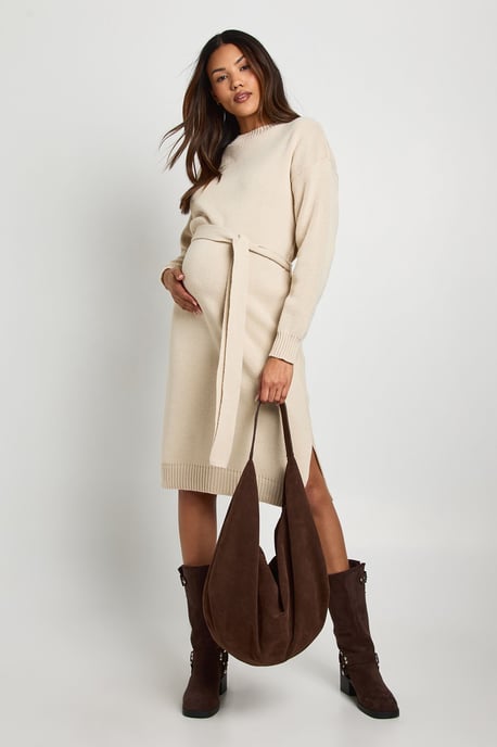 Maternity Crew Neck Jumper Midi Dress - Image 3