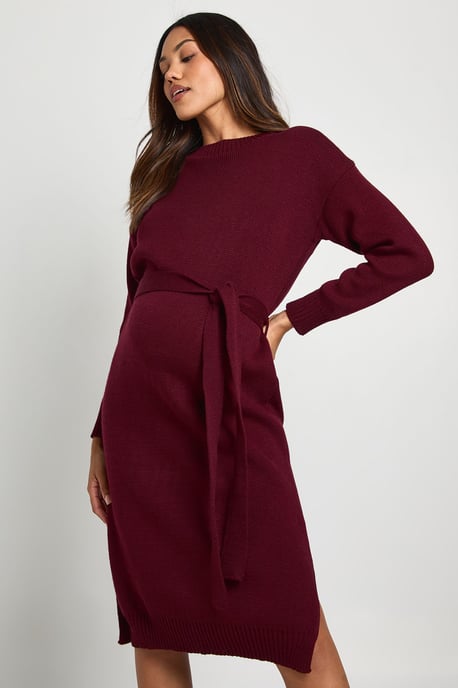 Maternity Crew Neck Jumper Midi Dress - Image 1