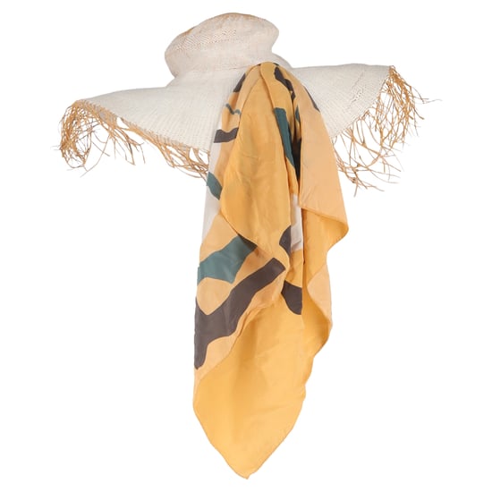 Jacquemus Wide Brim Hat with Scarf in White Raffia and Silk - Image 3