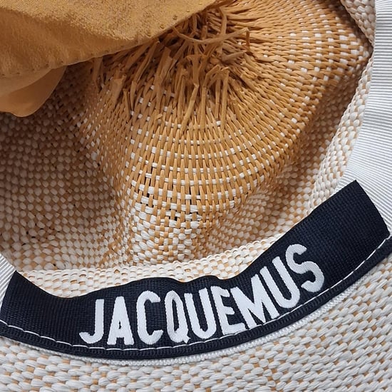 Jacquemus Wide Brim Hat with Scarf in White Raffia and Silk - Image 6