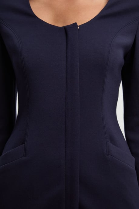 Scuba Scoop Neck Long Sleeve Mini Dress - Image 3