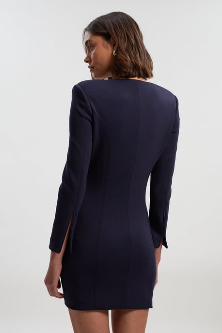 Scuba Scoop Neck Long Sleeve Mini Dress - Image 5