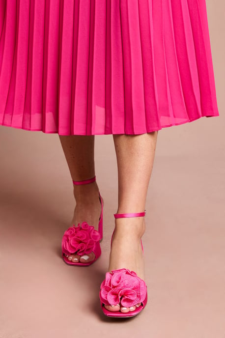 Paloma Corsage Detail High Block Heeled Sandals - Image 3