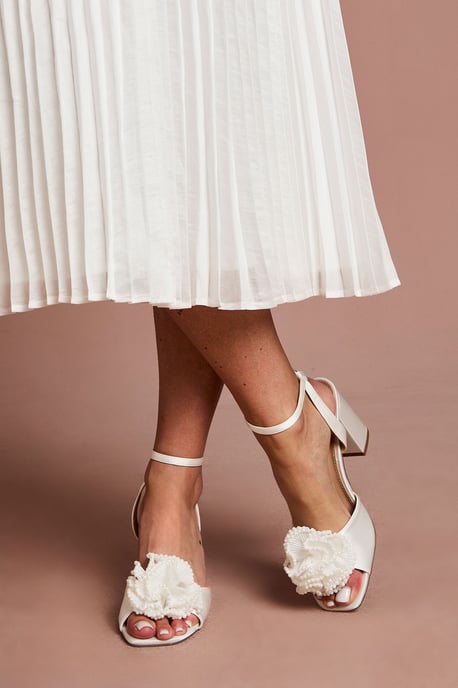 Bridal Paloma Corsage Detail High Block Heeled Sandals - Image 2
