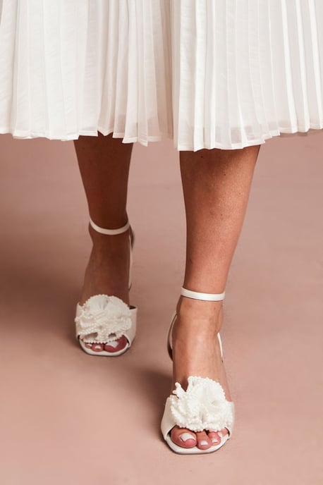Bridal Paloma Corsage Detail High Block Heeled Sandals - Image 3